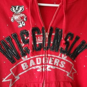 Wisconsin Badger zip hoodie with bling